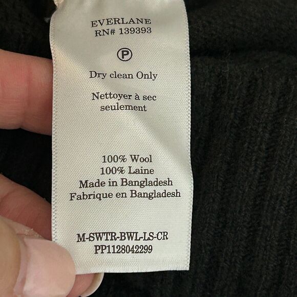 Everlane The Premium Merino Crew Neck Sweater Wool Black Men's XL NWT - Picture 10 of 11
